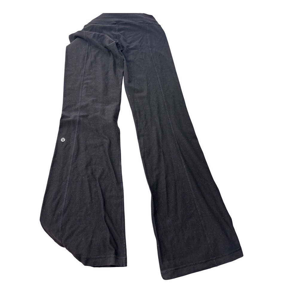 Lululemon Groove Flare Pants Black Pink Waistband Size 8 High Rise Yoga Wide Leg